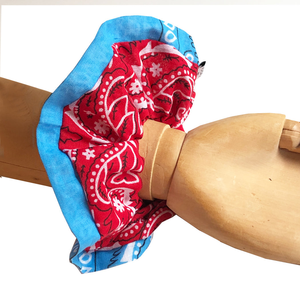 Chouchou pour cheveux Bandana Rouge et bleu