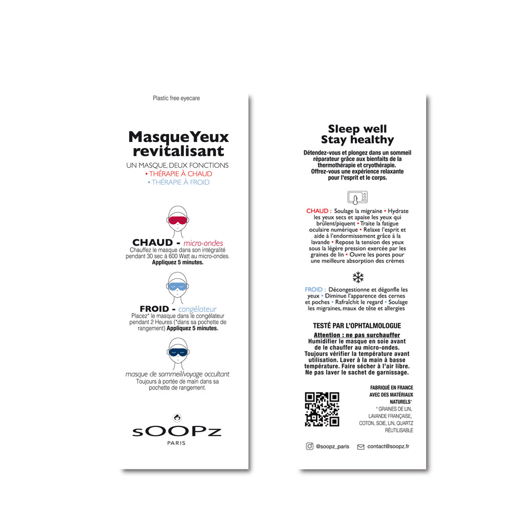 notice d'utilisation du masque pour les yeux chauffant et refroidissant