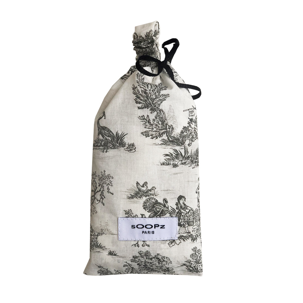 pochette de rangement du masque yeux toile de jouy gris