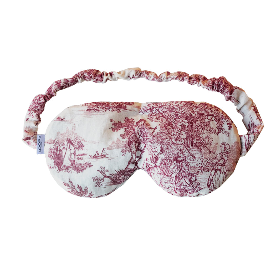 masque pour les yeux chauffant et refroidissant - toile de jouy rouge